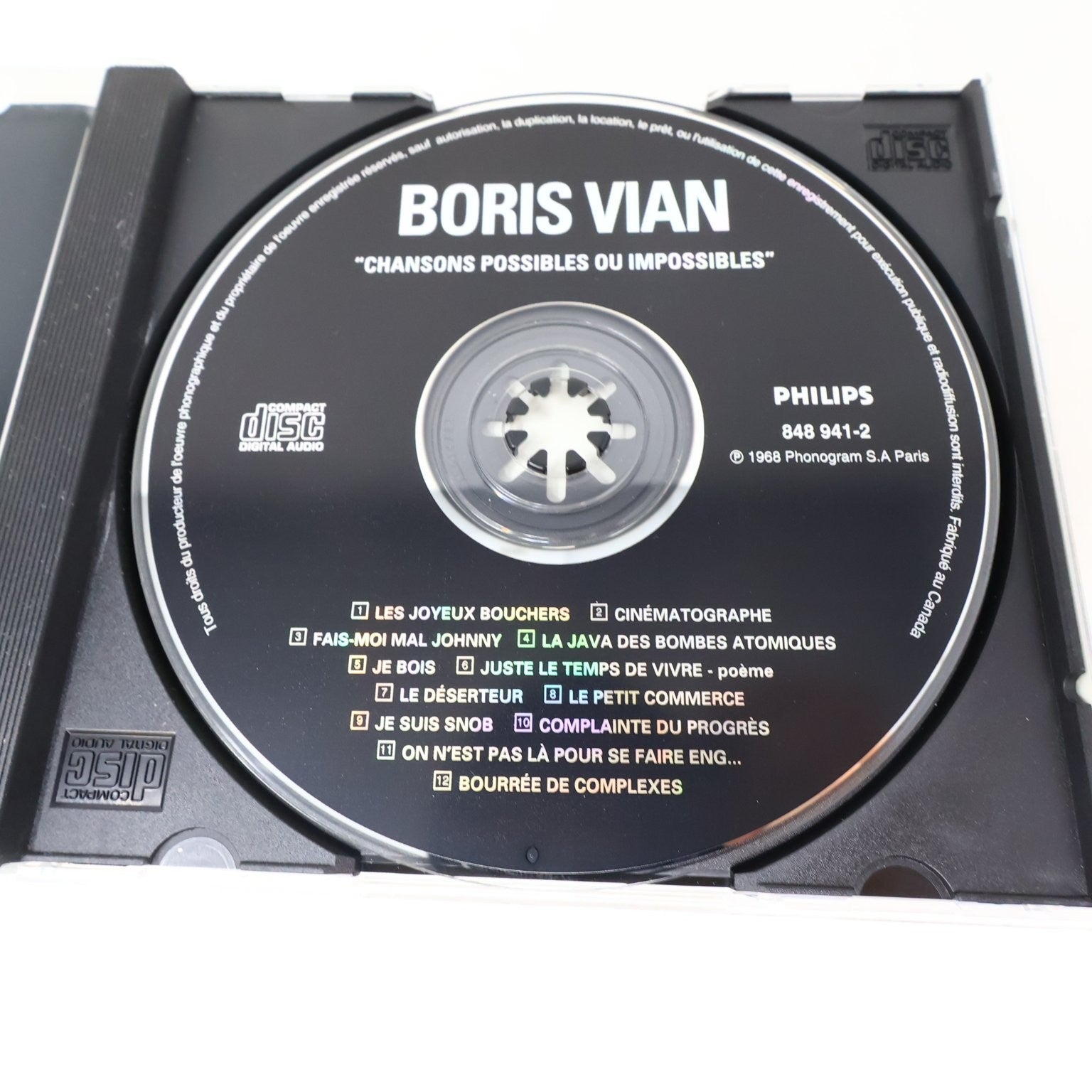 Boris Vian Chansons Possibles Ou Impossibles CD Français/French Chanson Philips