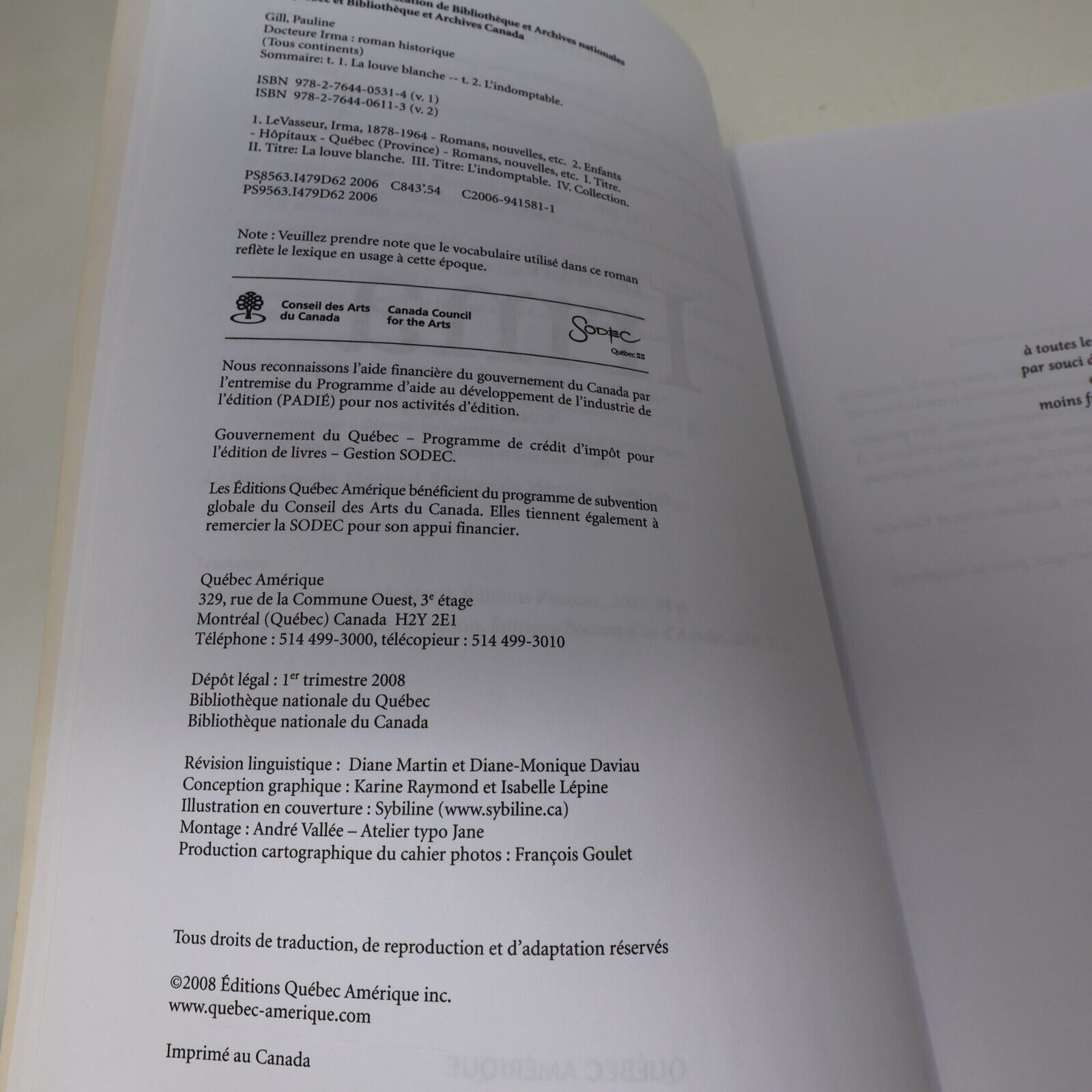 Docteure Irma #2 L'Indomptable Pauline Gill 2006 Québec Amérique Français Livre