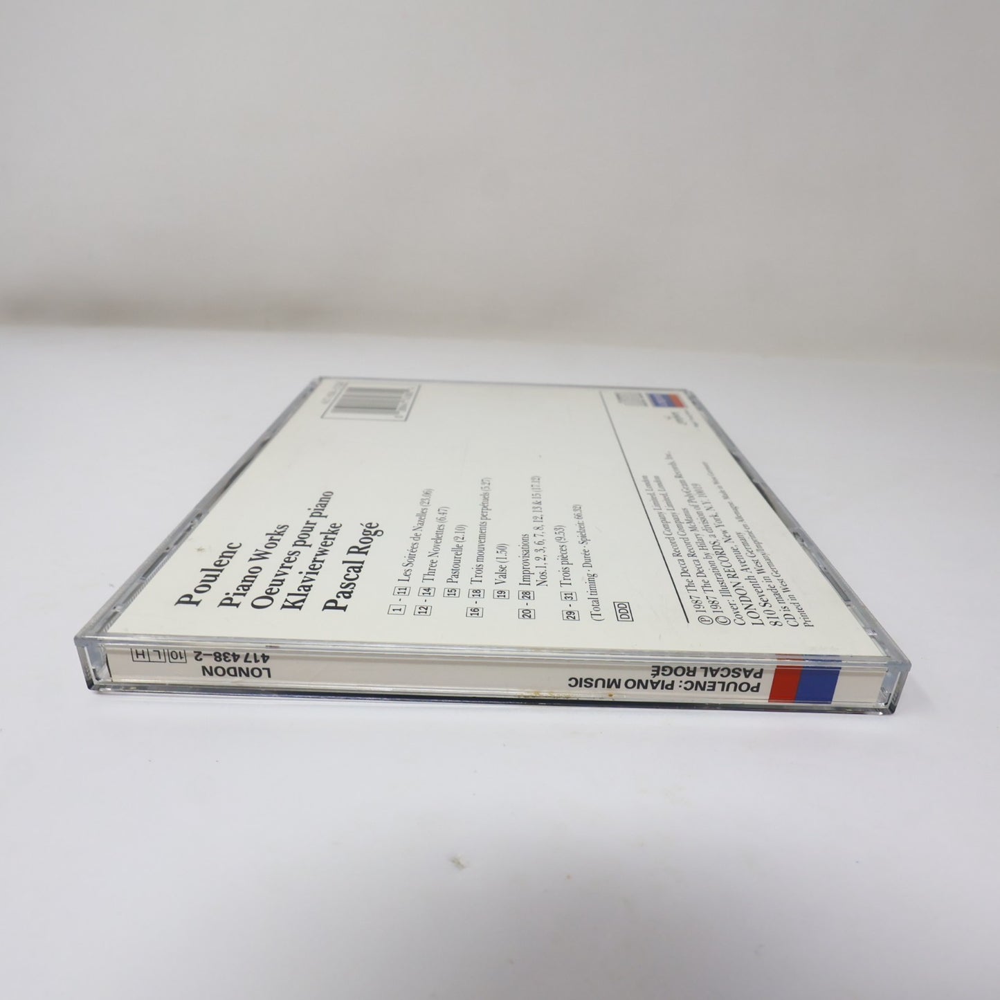 Poulenc Piano Works/Les Soirées de Nazelles CD Pascal Rogé London 1987 417 438-2