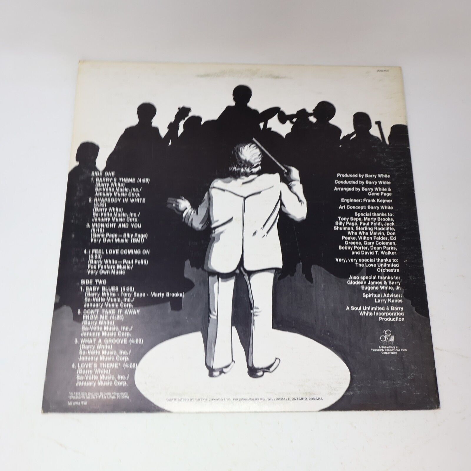 The Love Unlimited Orchestra Rhapsody in White Record 9209-433 Canada 1974 Barry