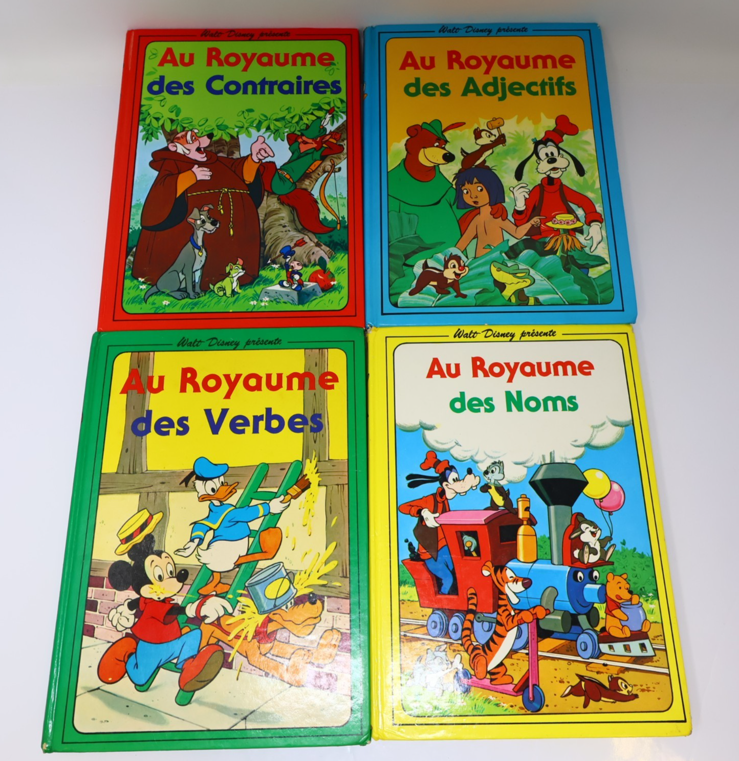 Au Royaume des Noms/Verbes/Adjectifs/Contraires Lot 4 Livres Disney Enfants 70s