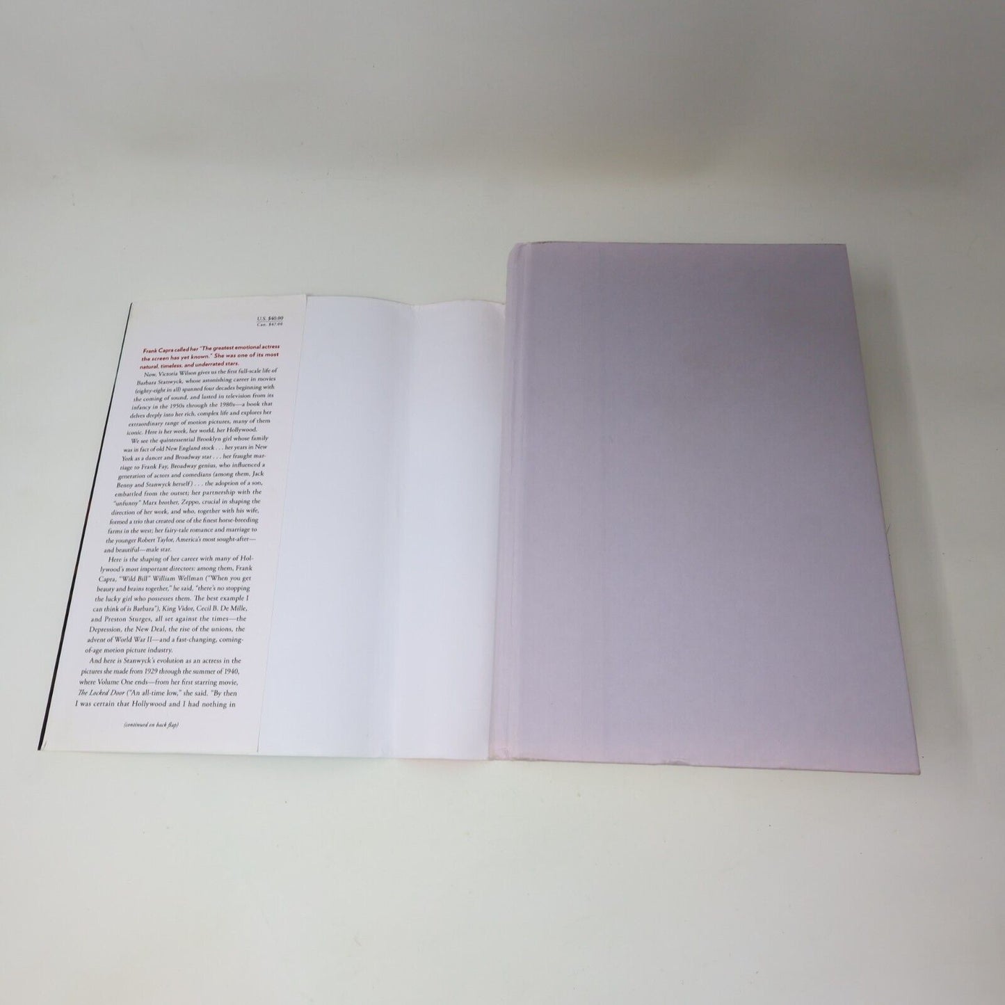 A Life of Barbara Stanwyck Steel-True 1907-1940 Victoria Wilson 2013 Hardcover