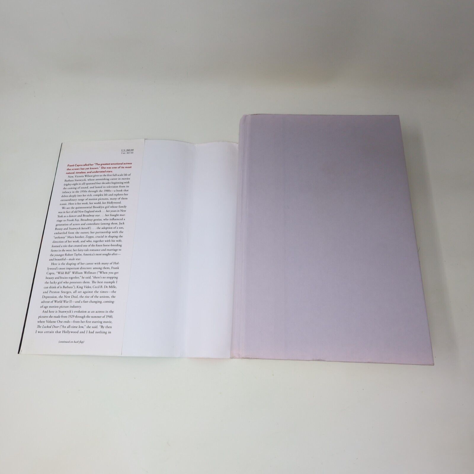 A Life of Barbara Stanwyck Steel-True 1907-1940 Victoria Wilson 2013 Hardcover