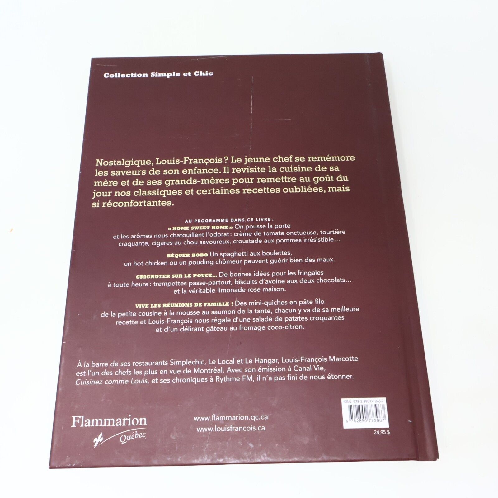 2010 Souvenirs Revisiter Nos Traditions de Louis-François Marcotte Cuisine Livre