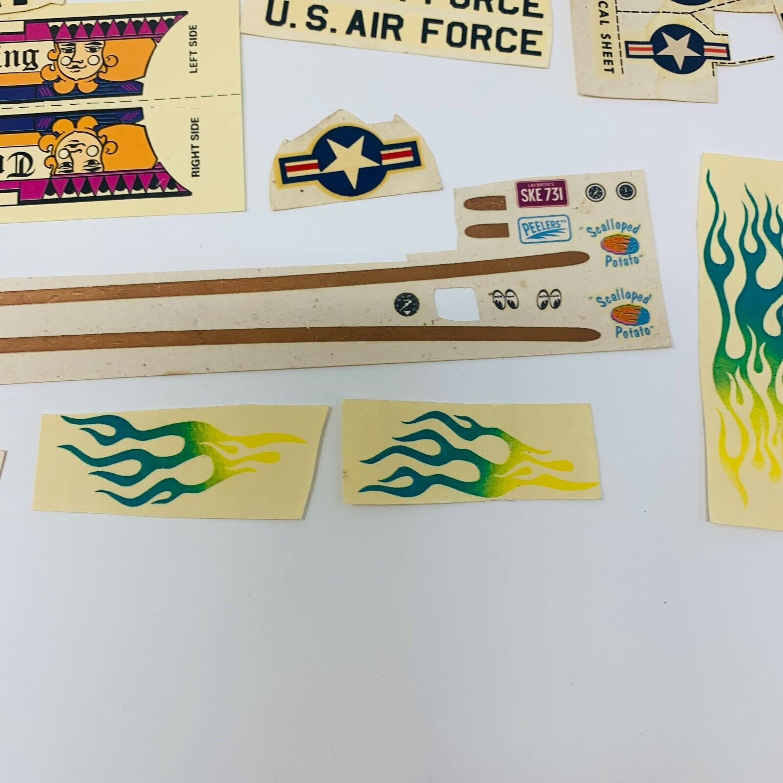 Mixed Lot of Die Cut Decal Sheets for AMT & Others Cars Planes 60-90s Model Kits