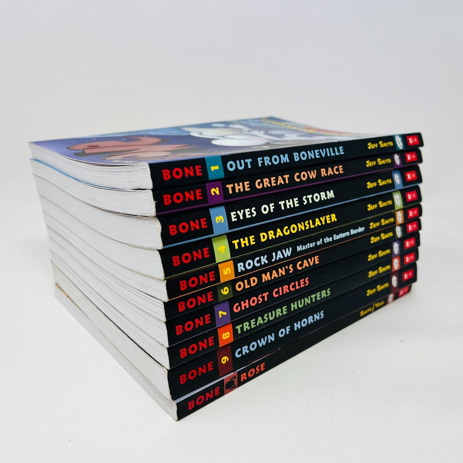 Lot of 10 Bones by Jeff Smith Paperback Scholastics Comics 1-9 + Rose Set Bundle