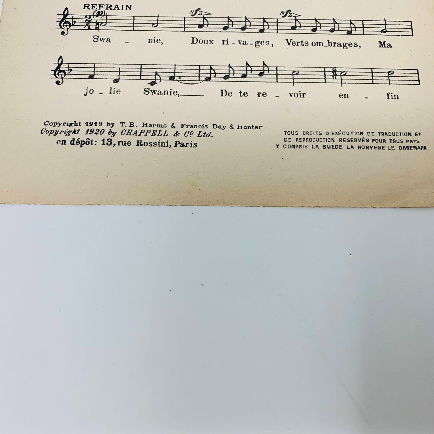 1920 One Step Swanie (Swanee) Partition Français French Harry Pilcer Gershwin