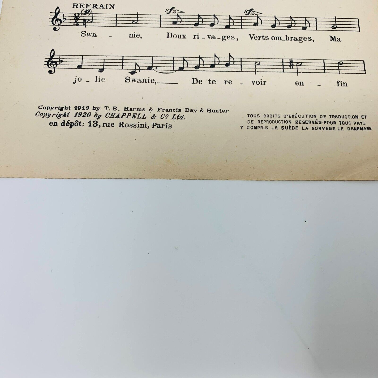 1920 One Step Swanie (Swanee) Partition Français French Harry Pilcer Gershwin