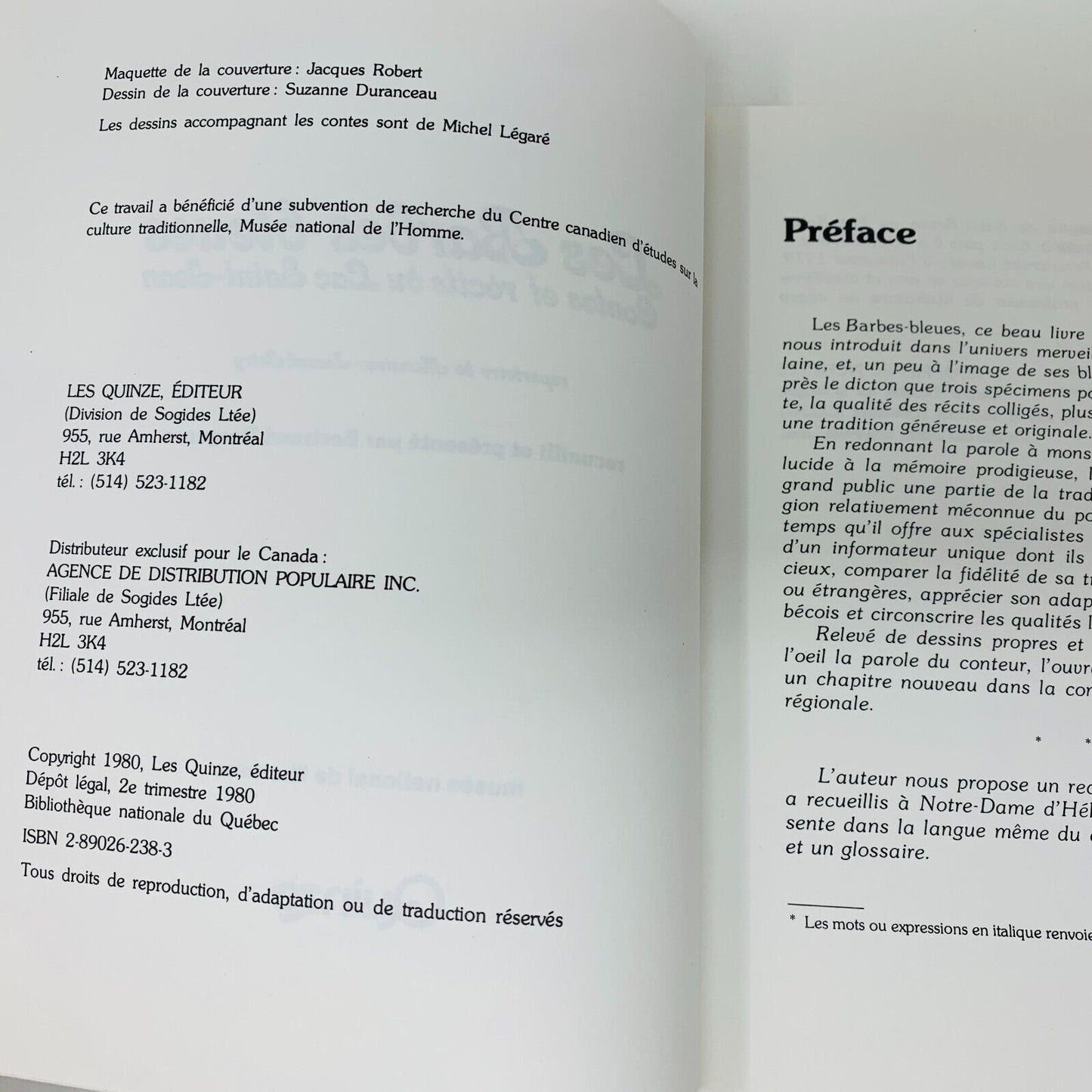 1980 Les Barbes-Bleues Contes et Récit du Lac Saint-Jean Joseph Patry Québécois