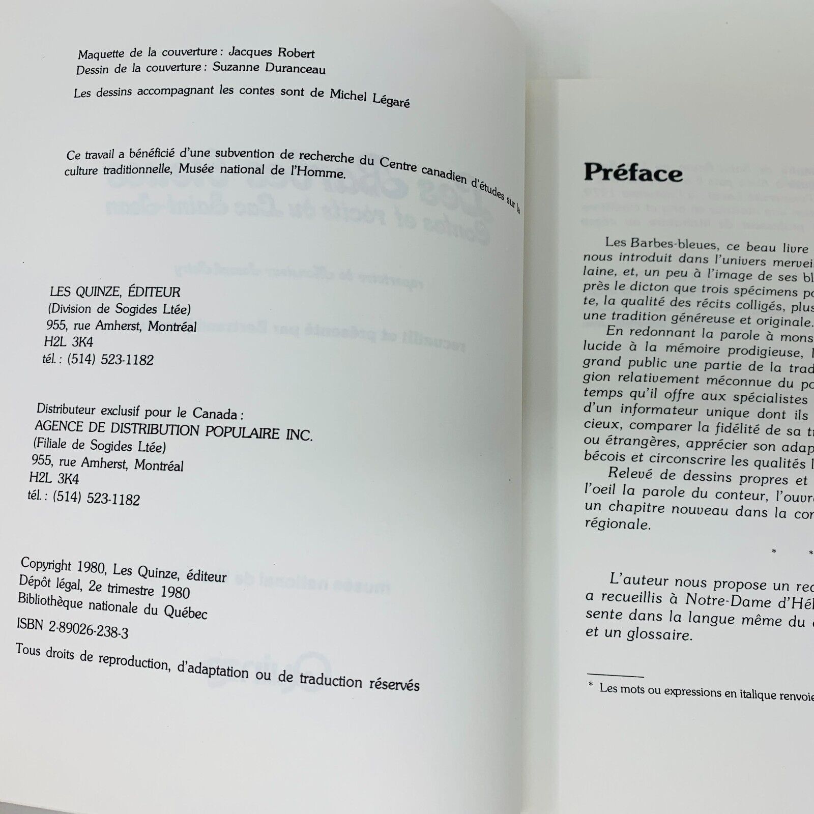 1980 Les Barbes-Bleues Contes et Récit du Lac Saint-Jean Joseph Patry Québécois