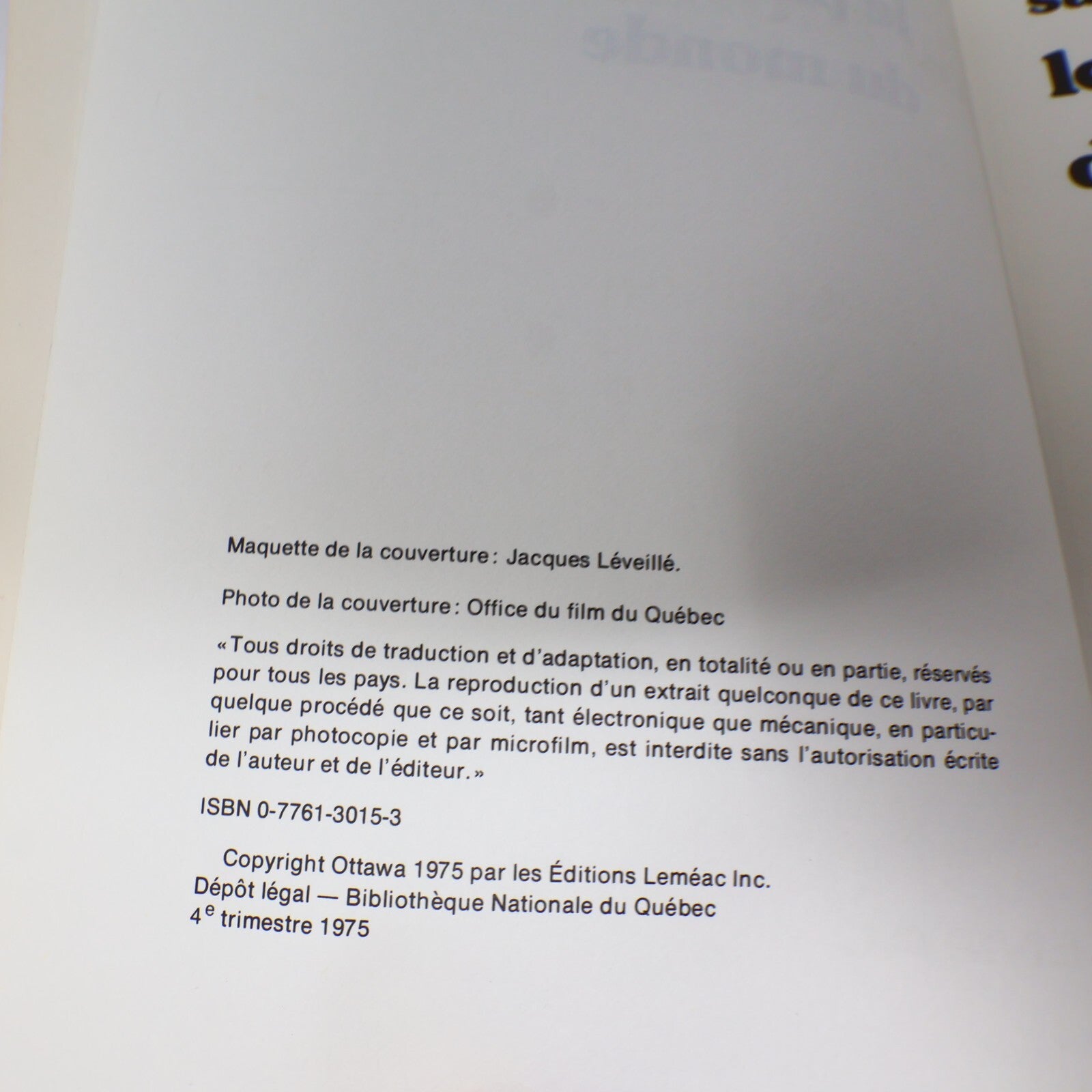 1976 Saint-André Avellin ... le Premier Côté du Monde Jean-Paul Filion Leméac PB