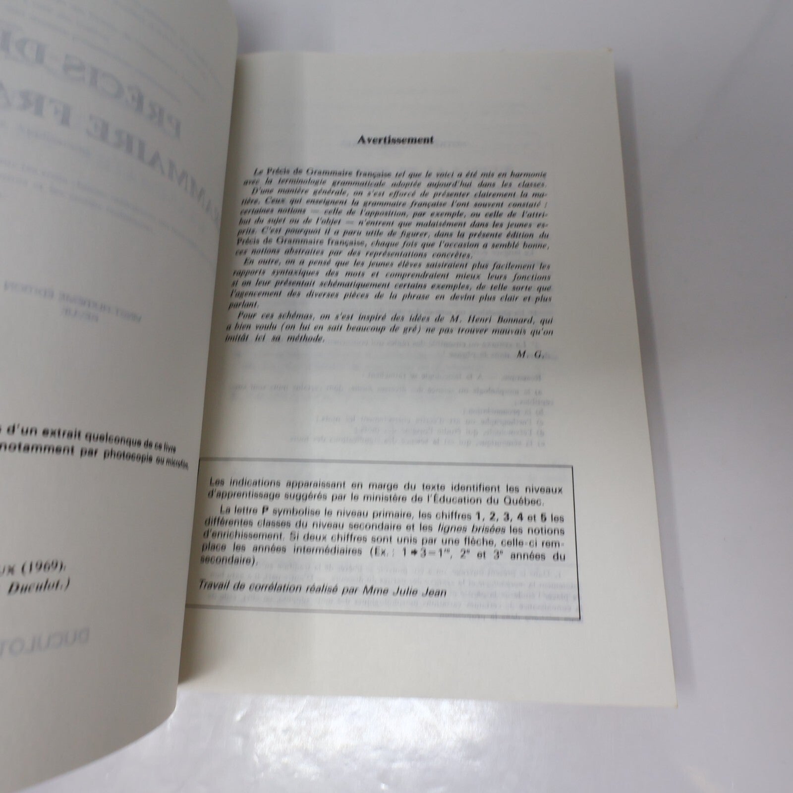 Précis de Grammaire Française Maurice Grevisse Duculot 1987 PB French Éducation