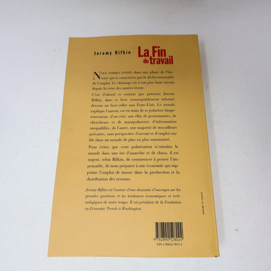 1996 La Fin du Travail Jeremy Rifkin Boréal Affaires Société Français Paperback
