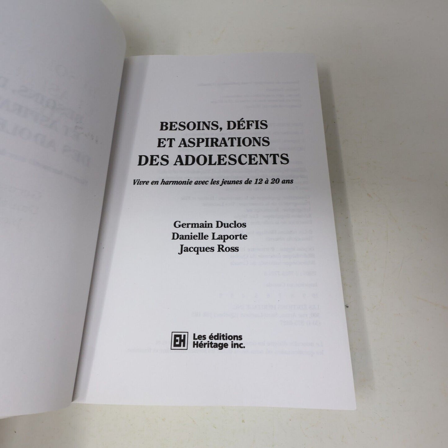 1995 Besoins Défis et Aspirations des Adolescents Éducation Parentalité Français
