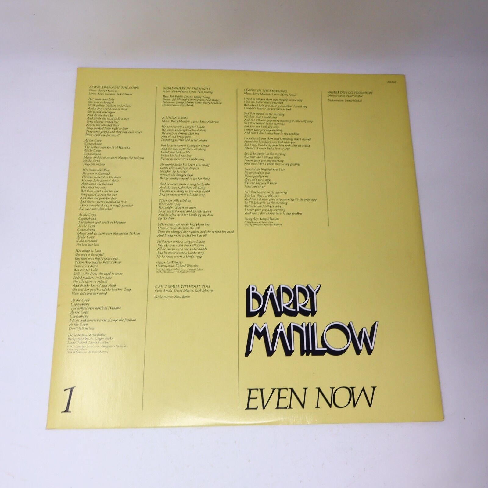 Barry Manilow Even Now LP Record Vinyl Arista AB 4164 Canada Copacabana 1978