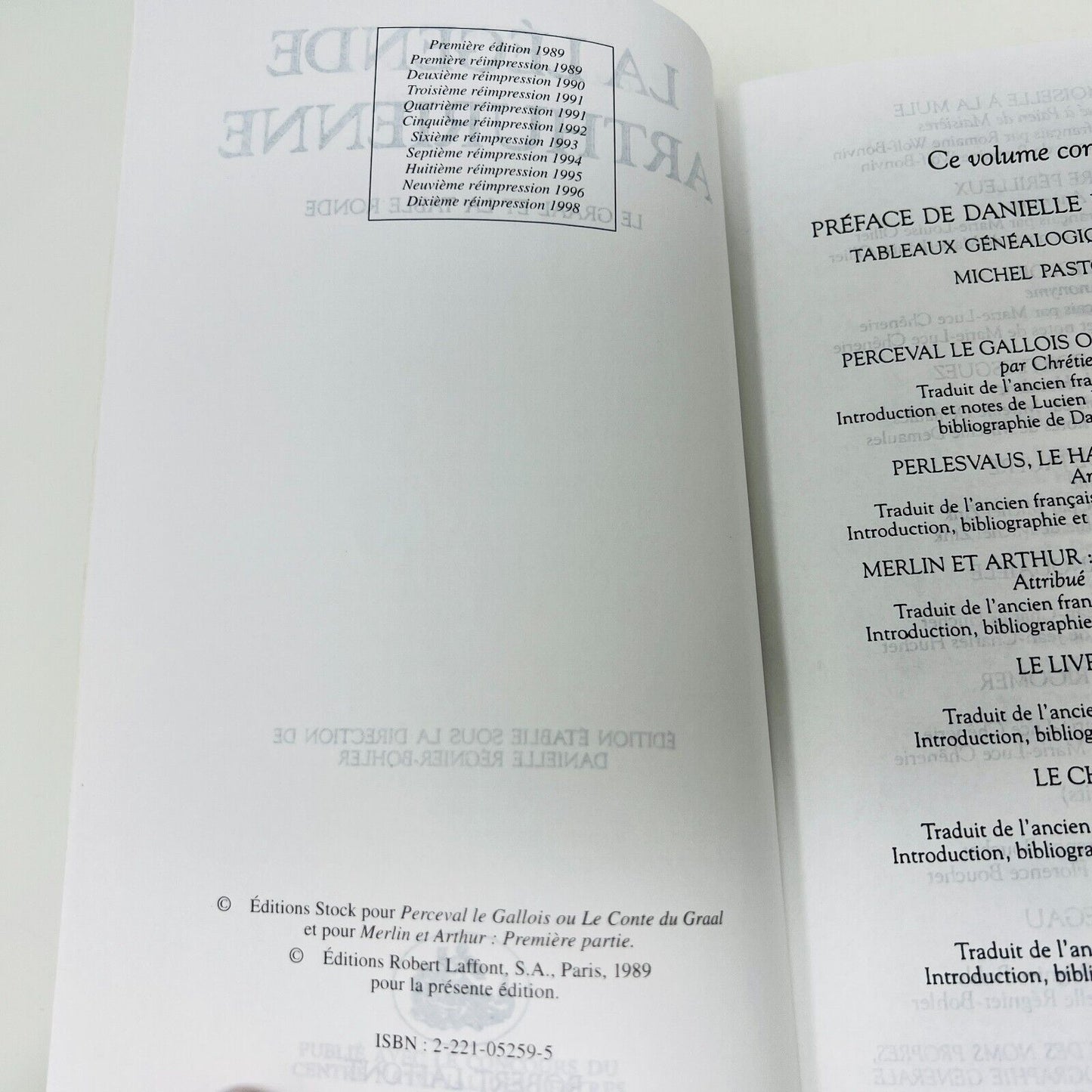 1998 La Légende Arthurienne Le Graal et la Table Ronde Bouquins Omnibus Laffont