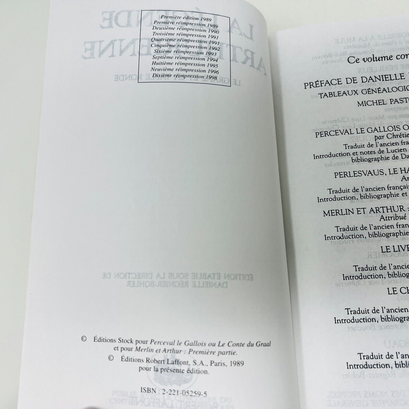 1998 La Légende Arthurienne Le Graal et la Table Ronde Bouquins Omnibus Laffont