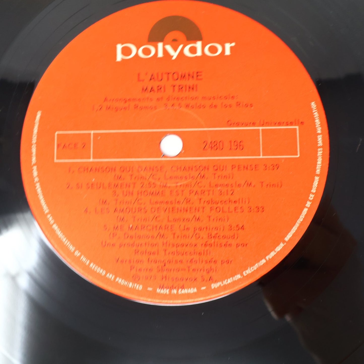 Mari Trini L'Automne 12" LP Record 1973 Polydor Pop Français 33RPM 2480 196
