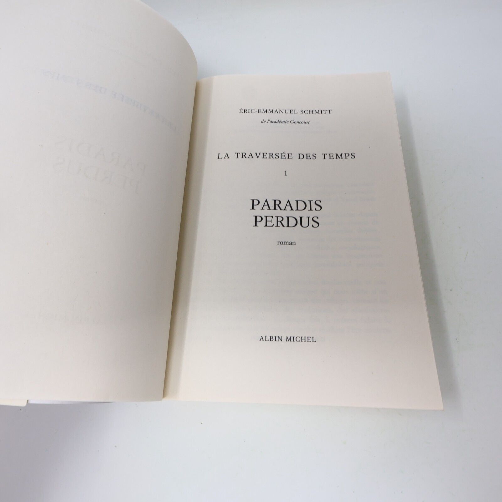2021 Paradis Perdus Roman Éric-Emmanuel Schmitt La Traversée des Temps #1 Livre