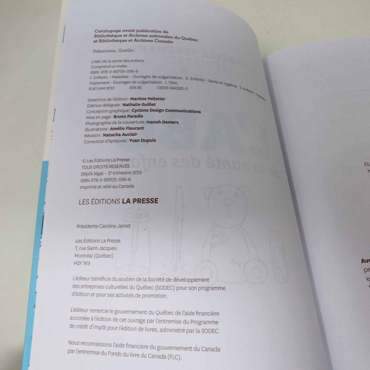 2013 L'Abc de la Santé des Enfants de Gaëlle Vekemans La Presse Français Livre