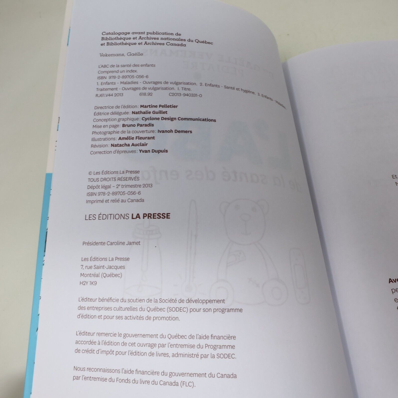 2013 L'Abc de la Santé des Enfants de Gaëlle Vekemans La Presse Français Livre