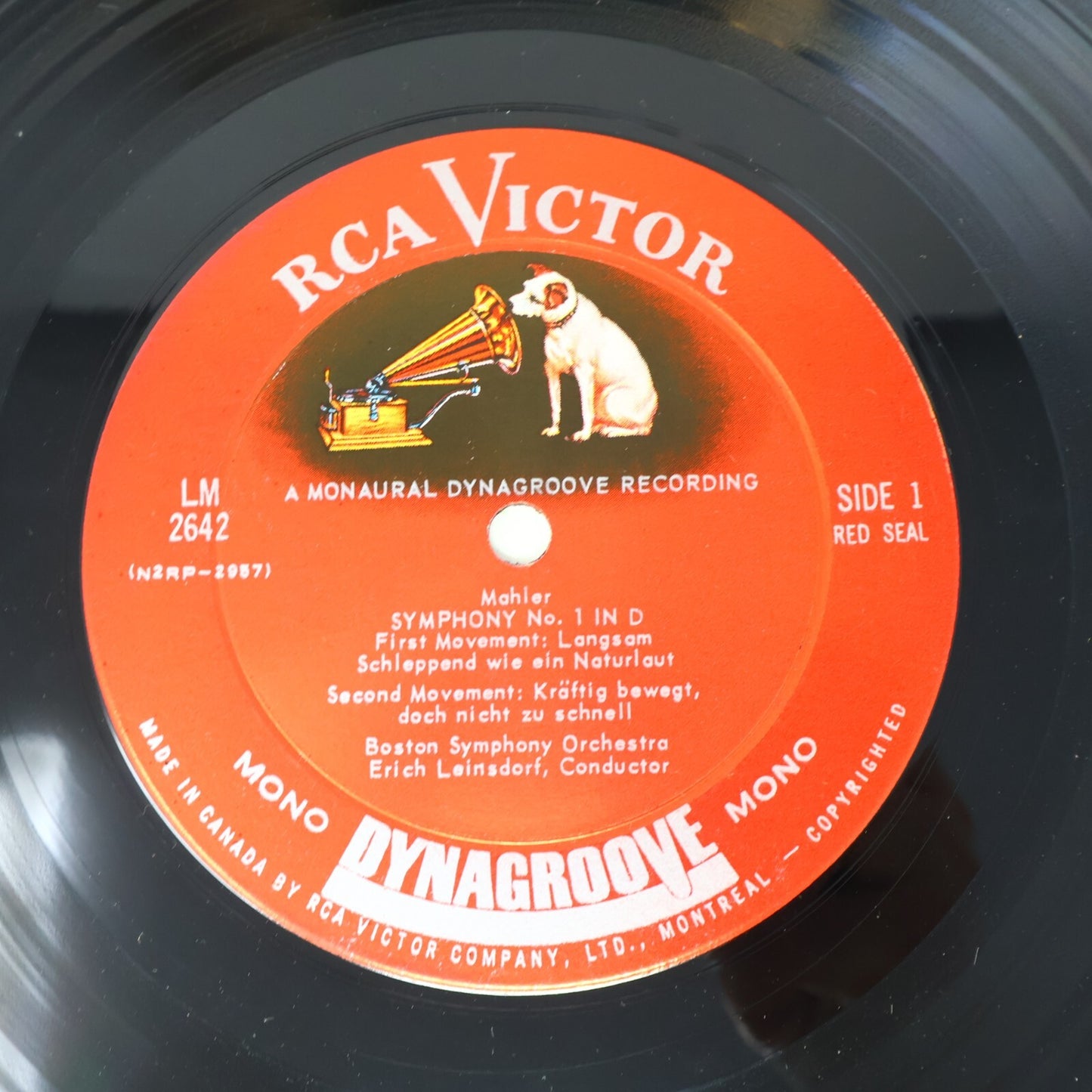 Mahler Boston Symphony Orchestra Erich Leinsdorf Symphony 1 Record LM-2642 Mono