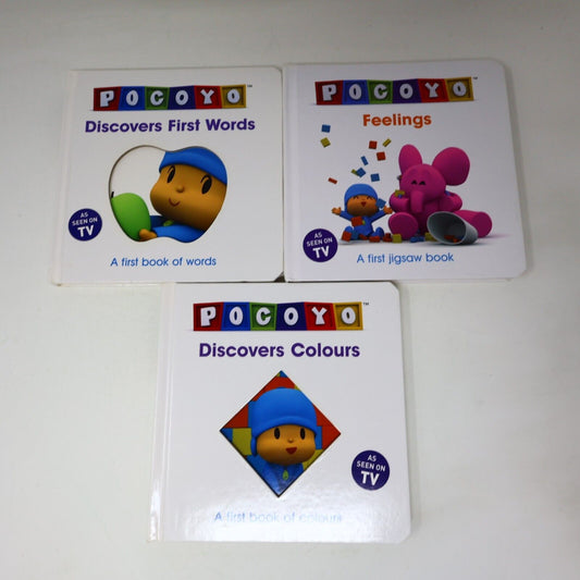 Pocoyo Lot 3 Books Young Children Feelings Colors First Words Red Fox Hardcover