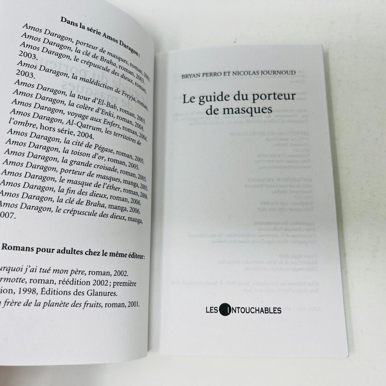 2008 Amos Daragon Le Guide du Porteur de Masques Perro/Journoud Les Intouchables