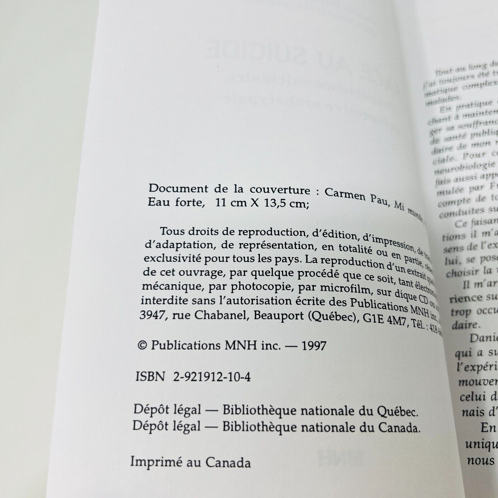 1997 Face au Suicide Bordeleau L'Expérience Suicidaire Perspective Archétypale