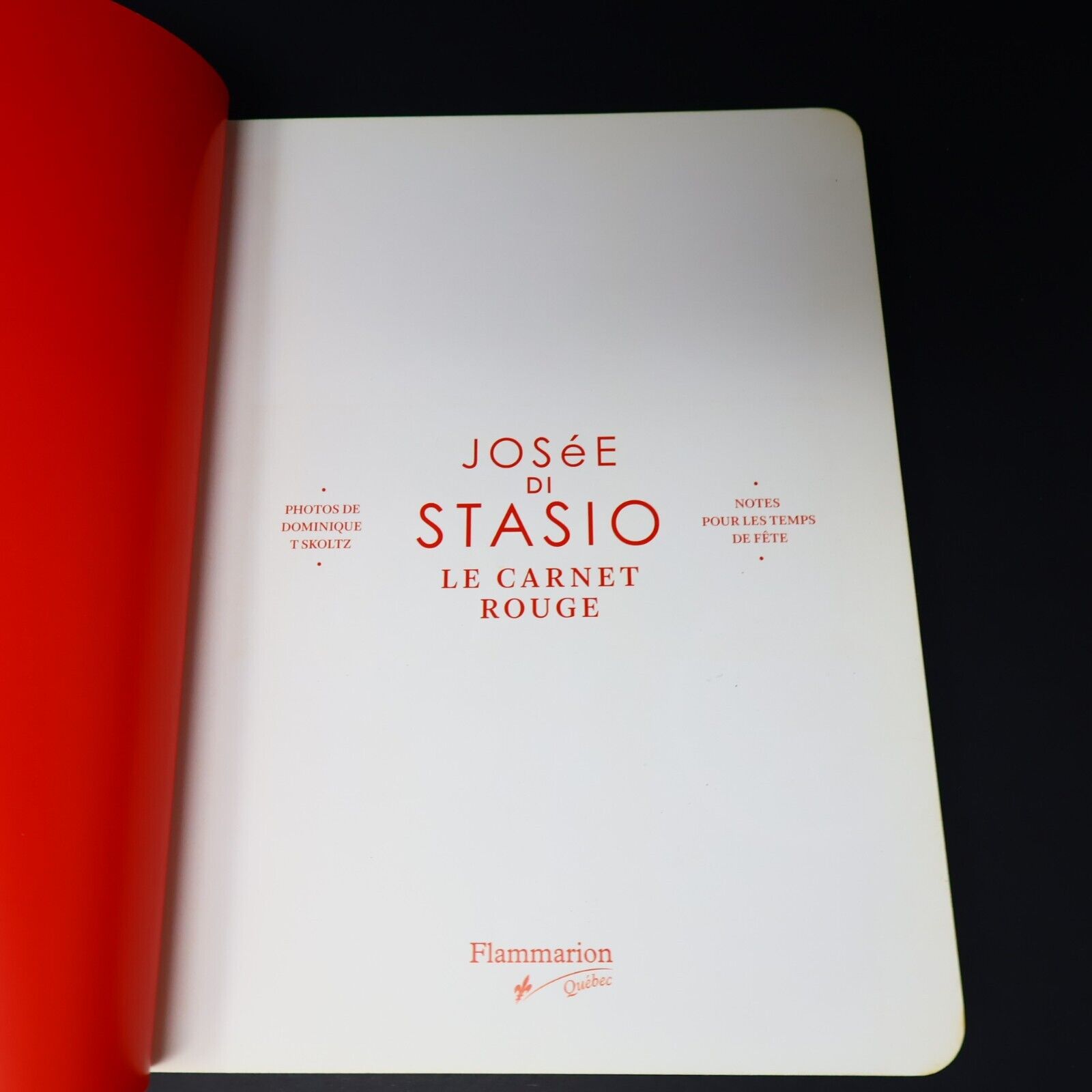 2013 Le Carnet Rouge de Josée Di Stasio Hardcover HC Flammarion Cuisine Recettes