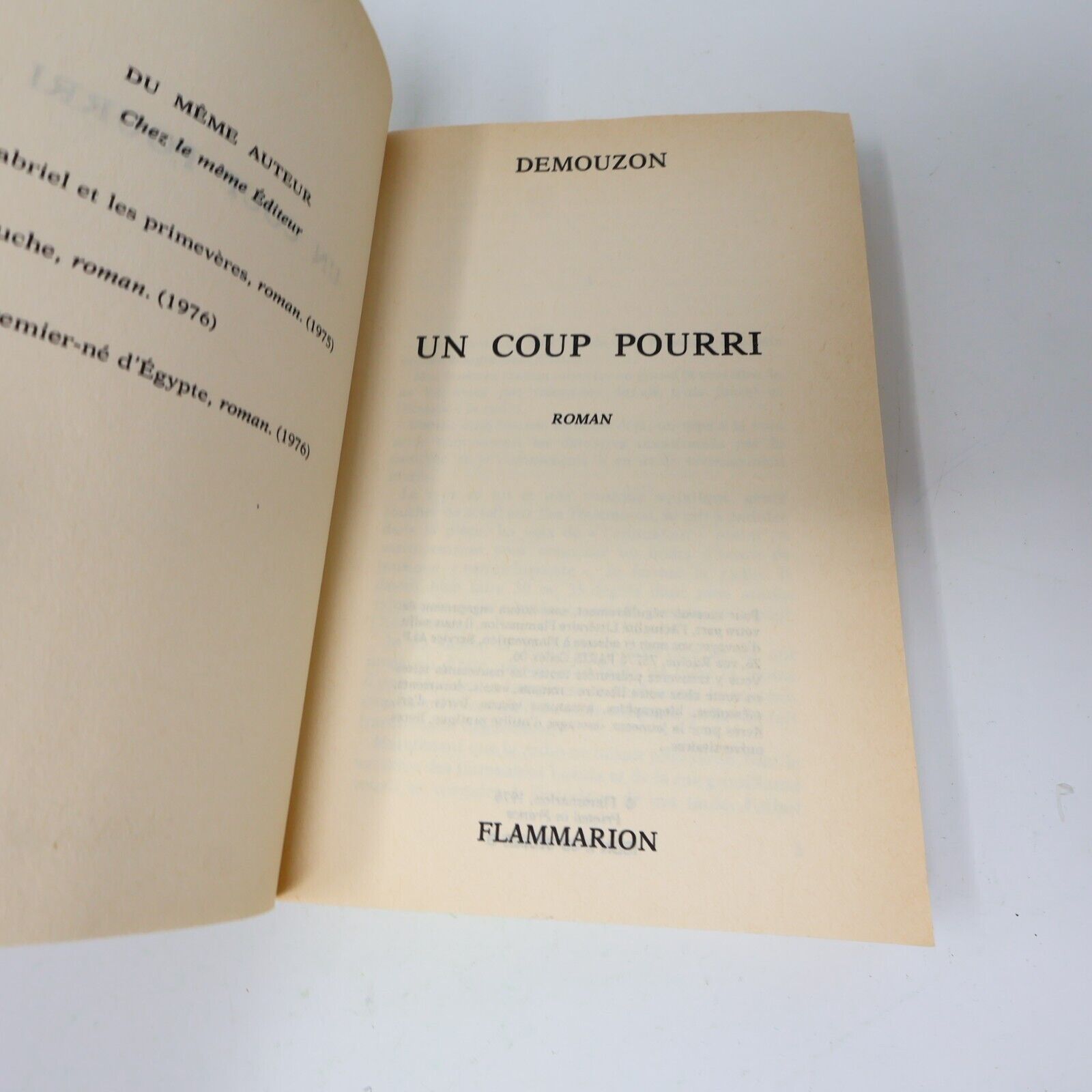 Demouzon Un Coup Pourri Mouche Premier Né d'Égypte Lot 3 Livres Espionnage 70s