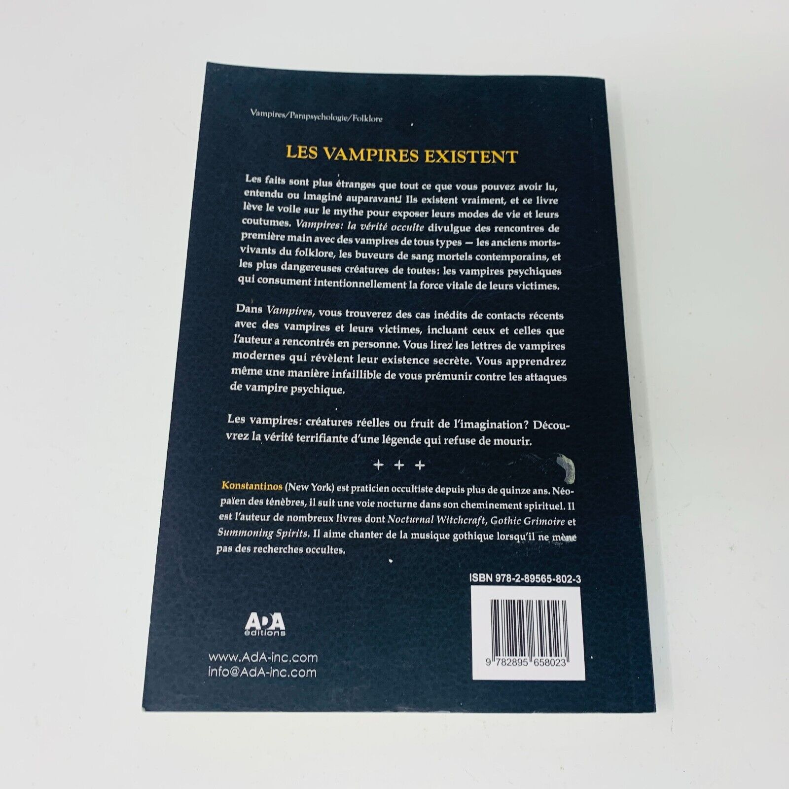 2009 Vampires La Vérité Occulte de Konstantinos ADA Livre Français/French PB