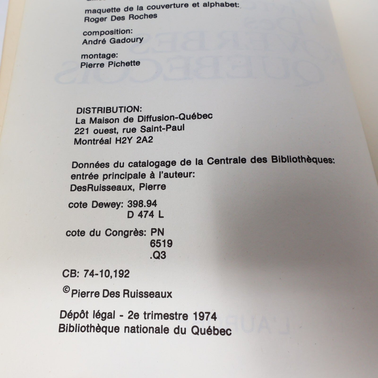 1974 Le Livre de Proverbes Québécois Pierre Desruisseaux L'Aurore Langue 70s PB