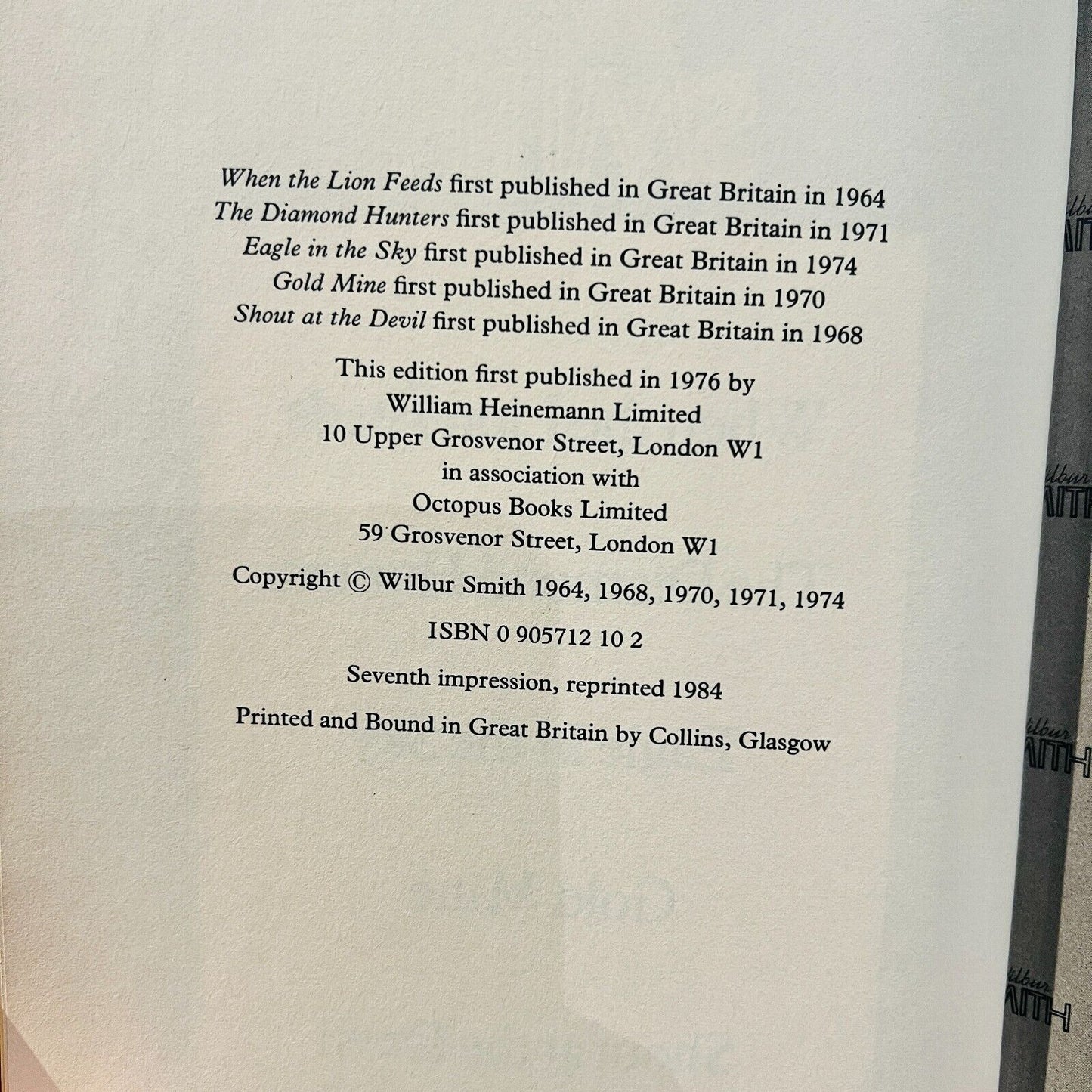 1984 Wilbur Smith Omnibus Book When The Lion Feeds/Diamond Hunters Hardcover DJ