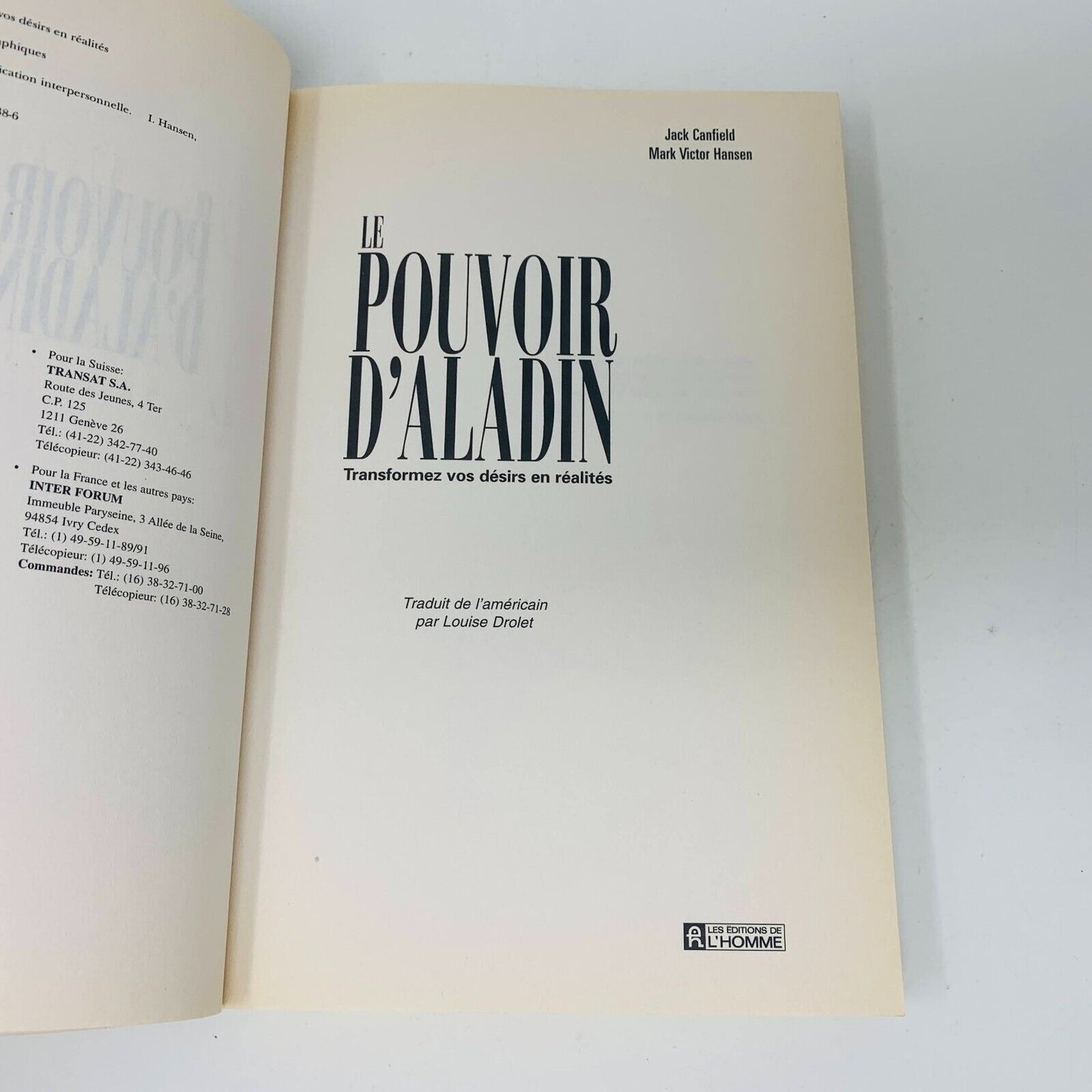 1996 Le Pouvoir d'Aladin Mark Victor Hansen/Jack Canfield Vos Désirs en Réalités
