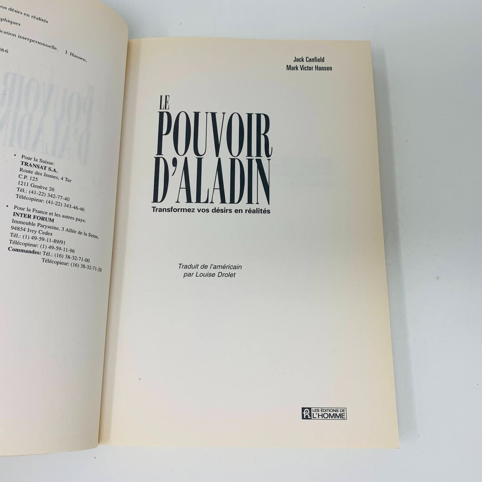 1996 Le Pouvoir d'Aladin Mark Victor Hansen/Jack Canfield Vos Désirs en Réalités