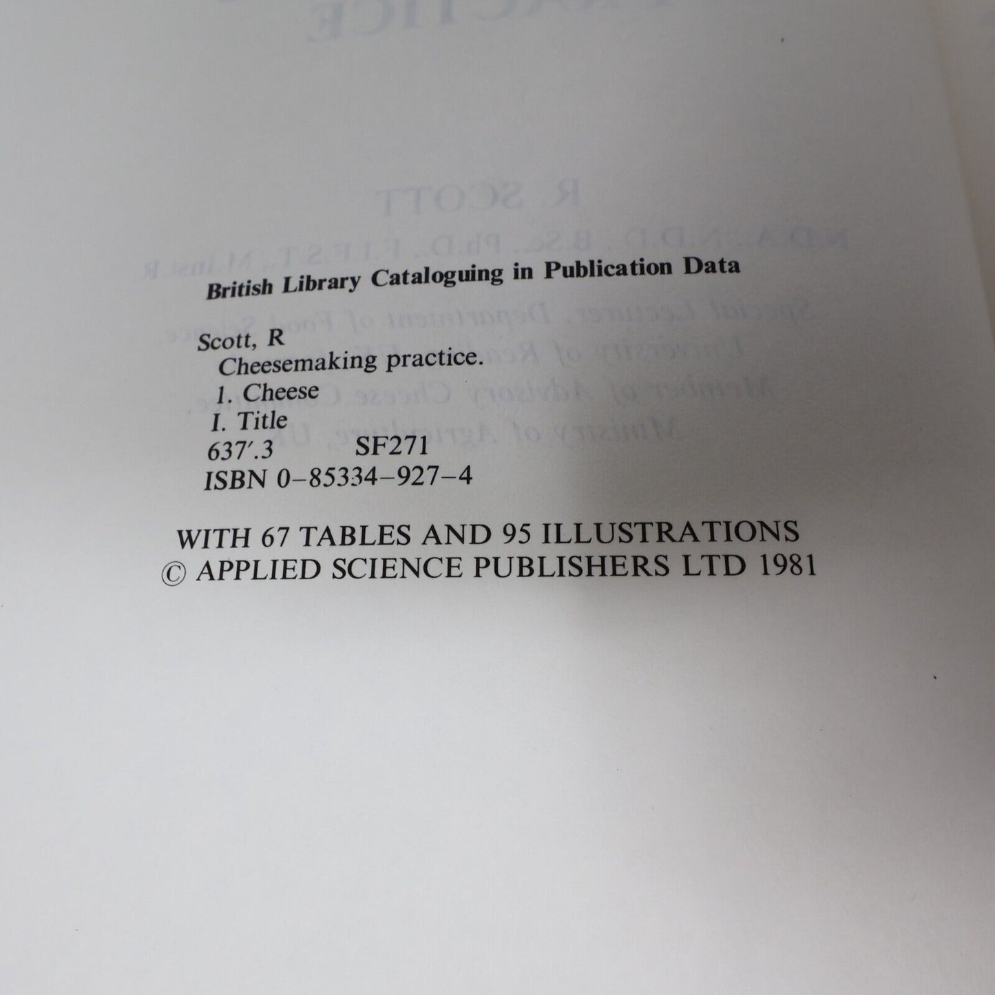 1981 Cheesemaking Practice by R. Scott Cookbook Science Hardcover HC 80s