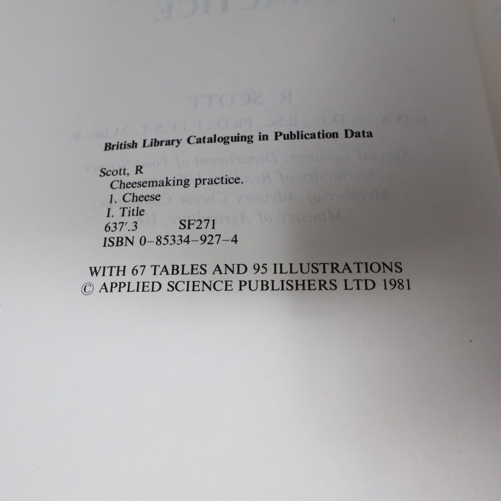1981 Cheesemaking Practice by R. Scott Cookbook Science Hardcover HC 80s