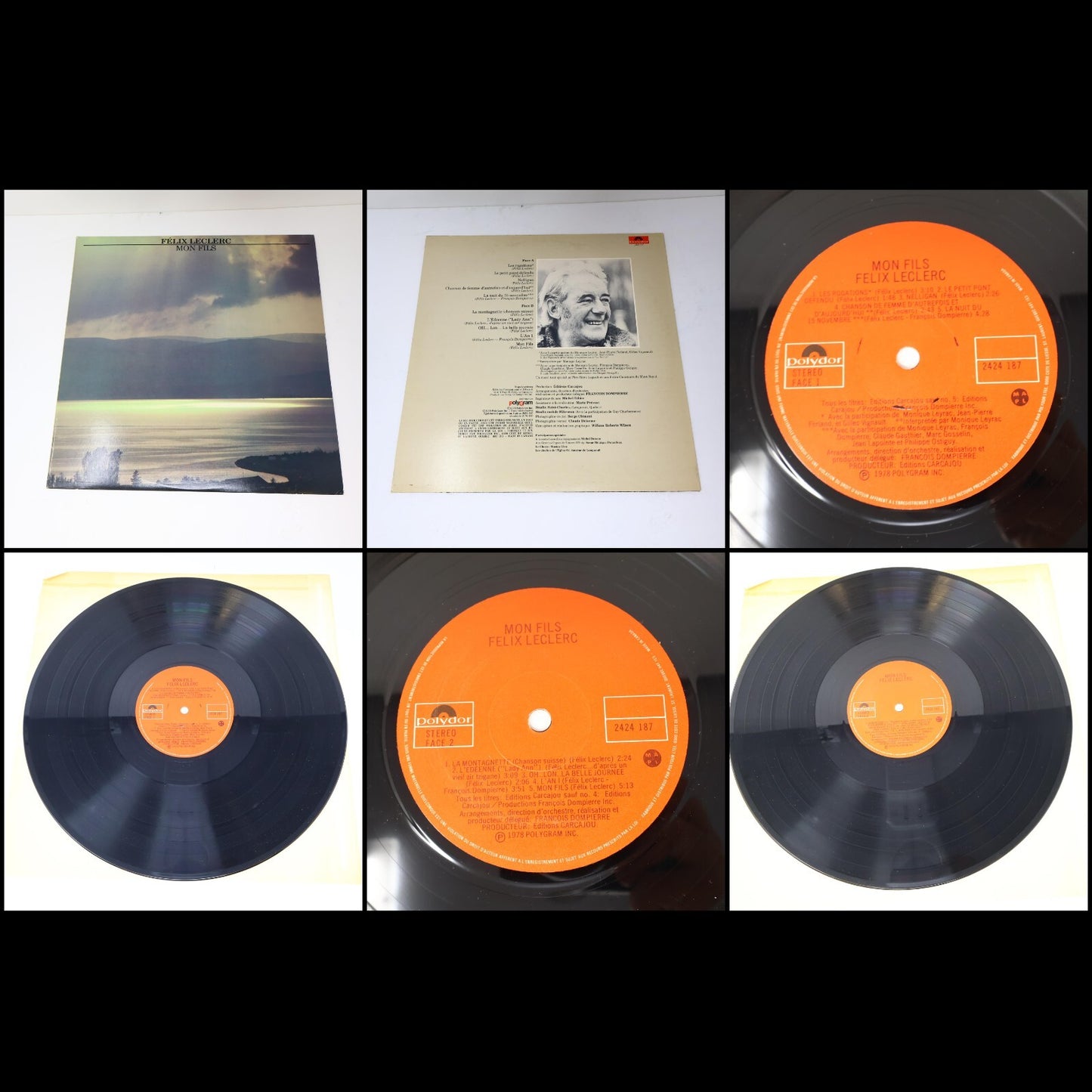 Félix Leclerc Lot 4 Disques Mon Fils/Chansons Dans La Mémoire Longtemps Record