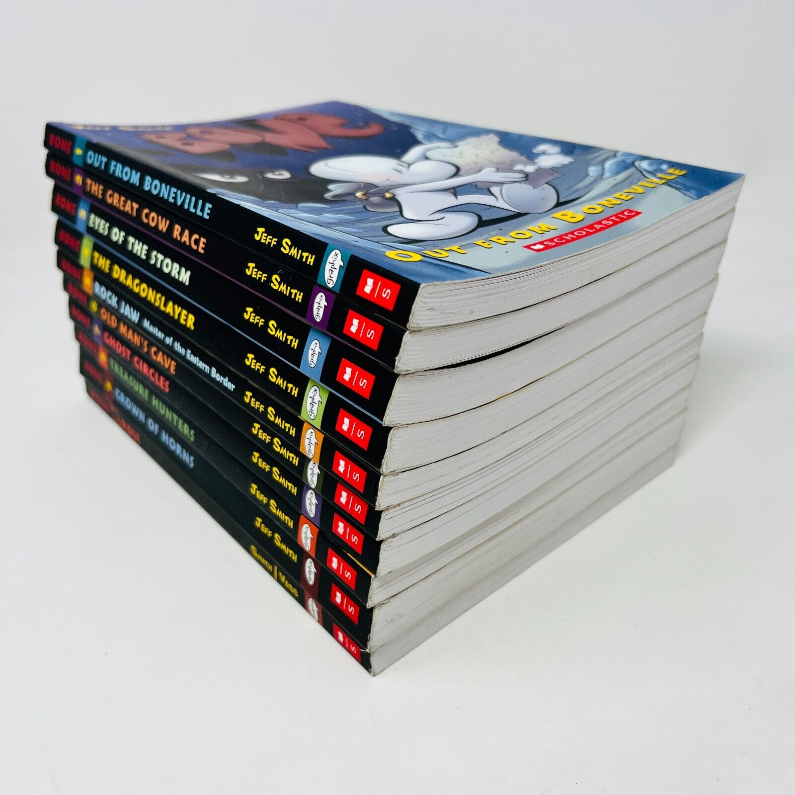 Lot of 10 Bones by Jeff Smith Paperback Scholastics Comics 1-9 + Rose Set Bundle