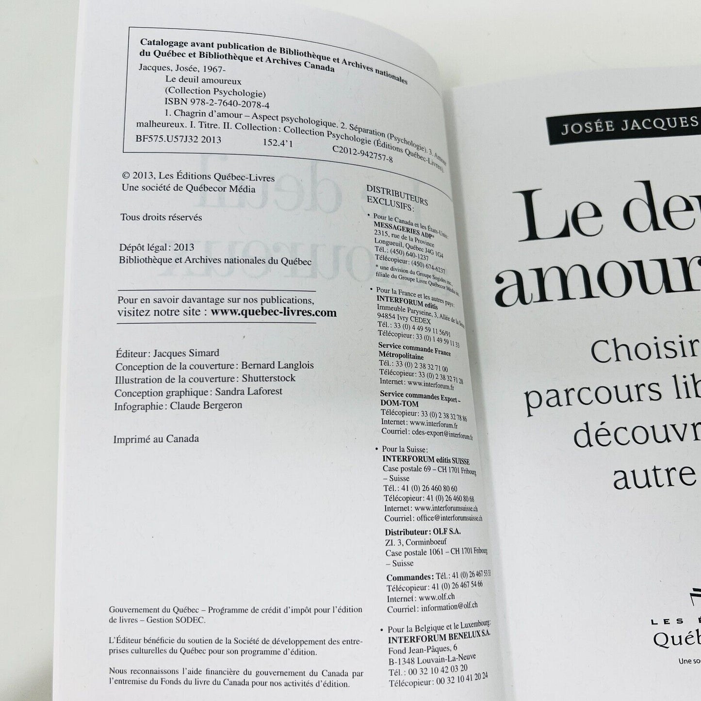 Le Deuil Amoureux de Josée Jacques Parcours Libérateur Québec-Livres en Français