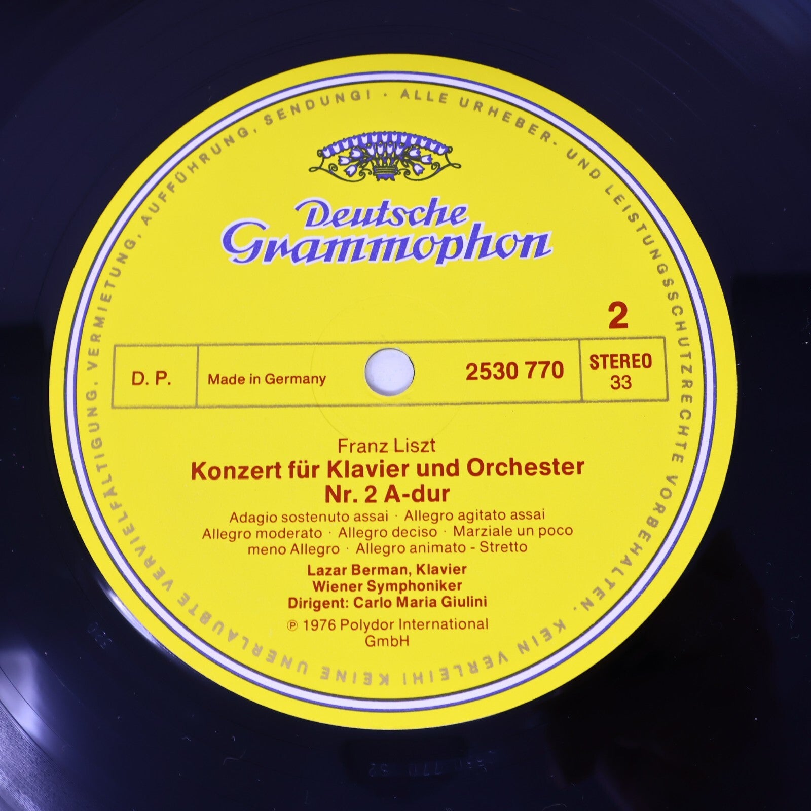 Liszt Lazar Berman Giulini Wiener Piano Concertos 1976 LP Record Vinyl 2530 770