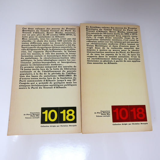 Le Socialisme en Albanie #1-2 Série Complète Lot 2 Livres Enver Hoxha 10/18 1974