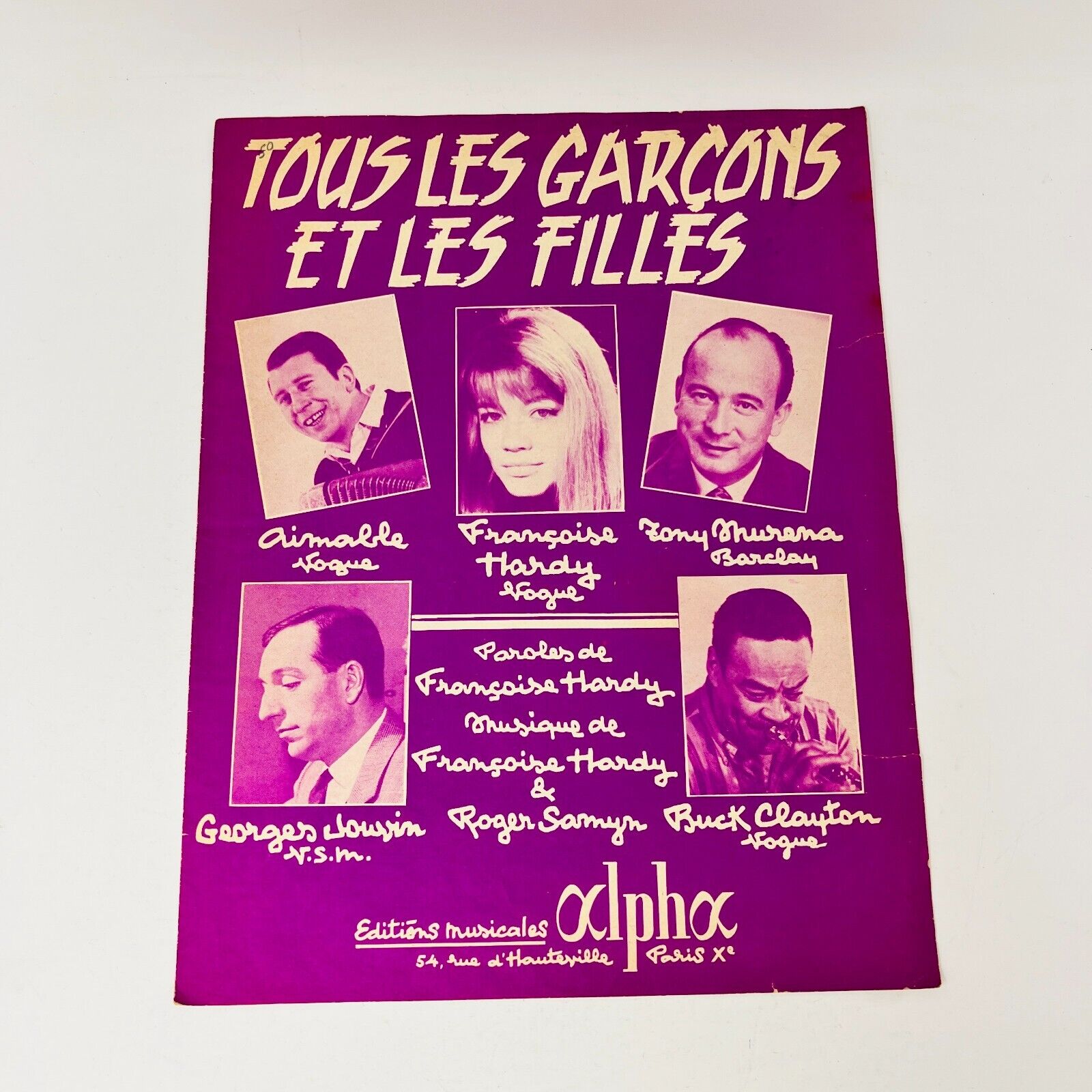 1962 Tous les Garçons et les Filles Françoise Hardy/Samyn Partition Sheet Music