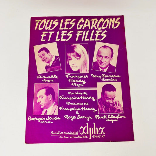1962 Tous les Garçons et les Filles Françoise Hardy/Samyn Partition Sheet Music