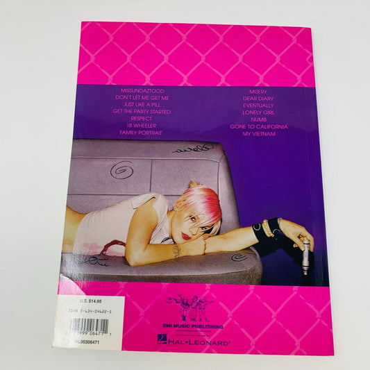 Pink Missundaztood Hal Leonard Songbook Sheet Music Piano Vocal Guitar Rock Pop