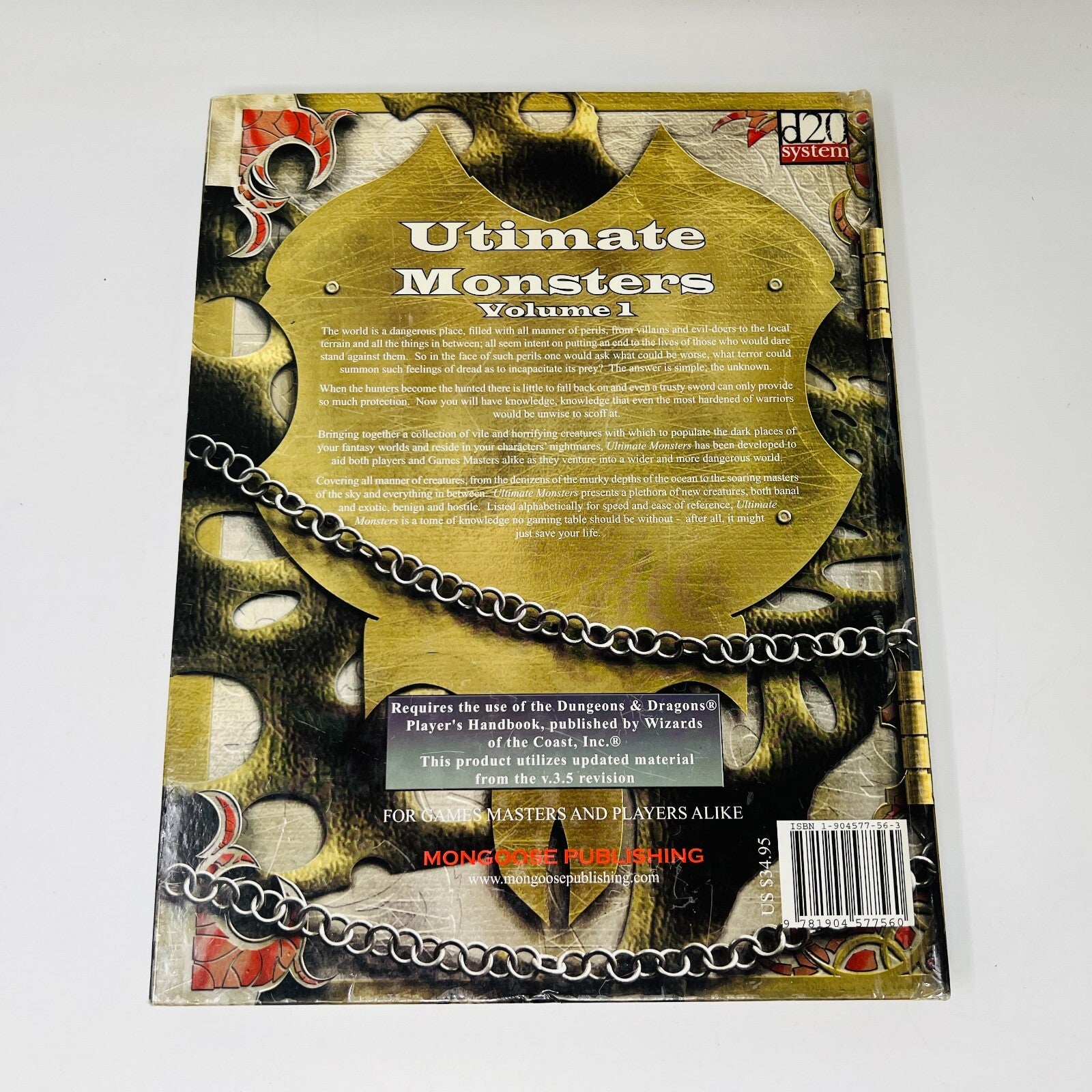 Ultimate Monsters #1 Mongoose HC D20 v 3.5 Supplementary Rulebook IX #9 MGP 9009