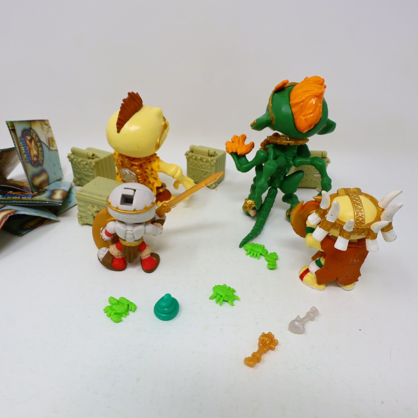 Lot of 4 Treasure X Kings Gold Figures Infernog Gold Nuckles Ivory Slicer Moose