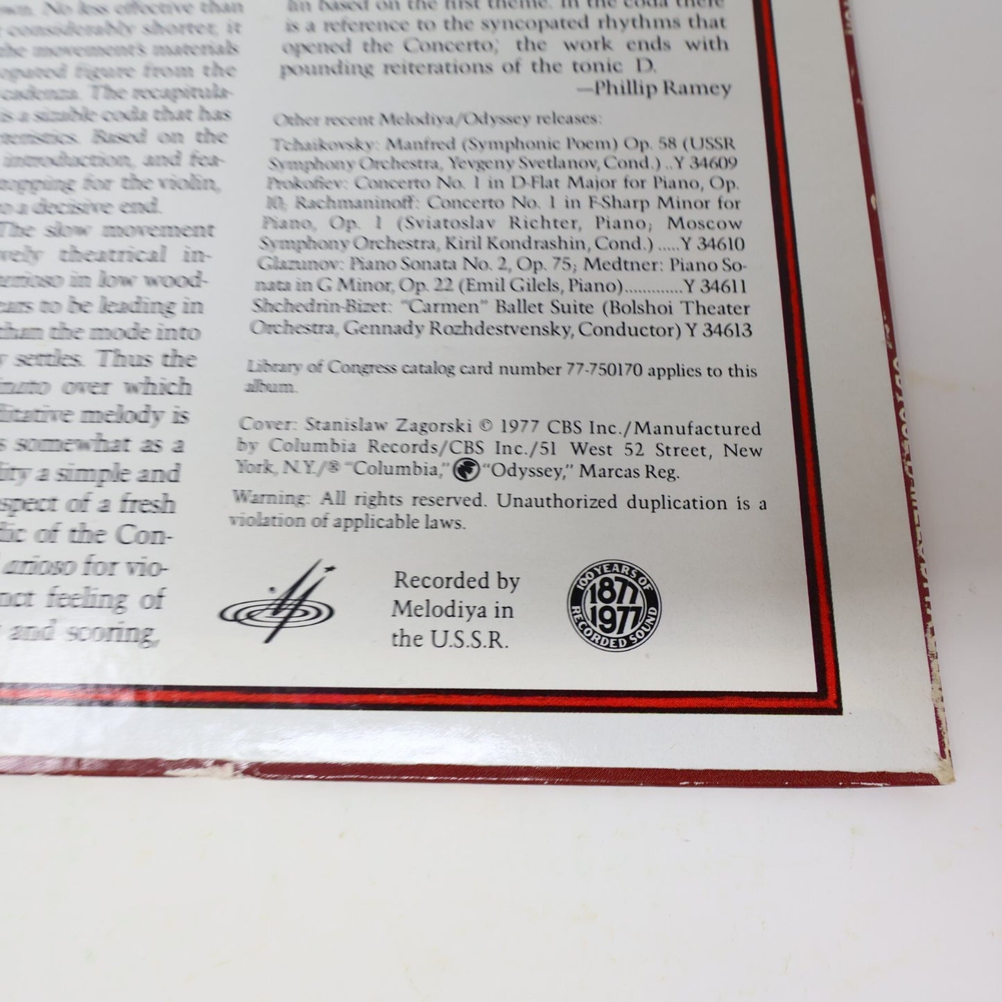 David Oistrakh Khachaturian Violin Concerto Moscow Radio Symphony Record Y 34608