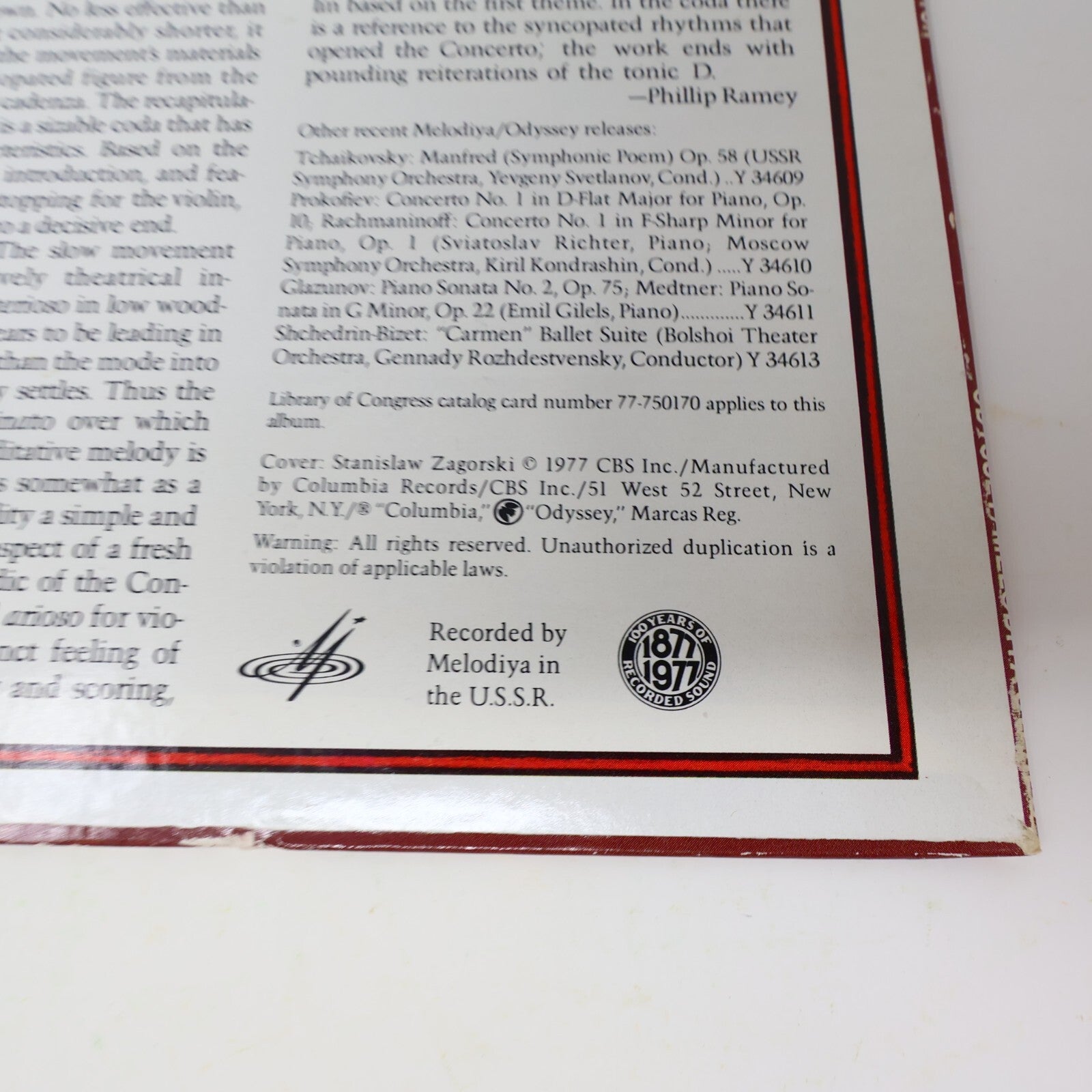 David Oistrakh Khachaturian Violin Concerto Moscow Radio Symphony Record Y 34608